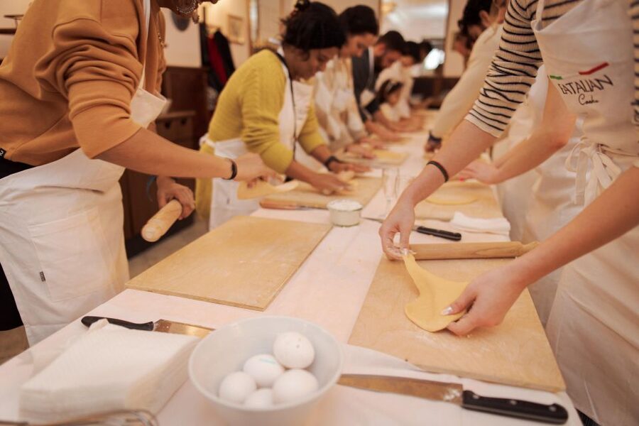 Gelato and Pasta Cooking Class in Rome - Piazza Navona - Making fettuccine from scratch, then the chef cooks it with your sauce