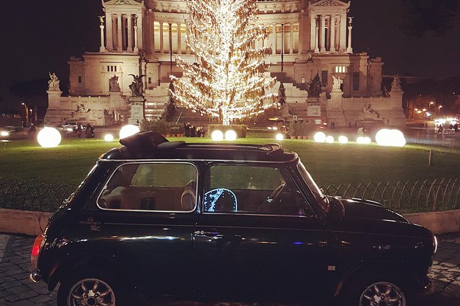 NIGHT TOUR THINK BIG, GO MINI! Rome in Mini Cooper Classic Cabrio - Julius Caesar’s crossroads: Largo Argentina, Forum, and Palatine Hill