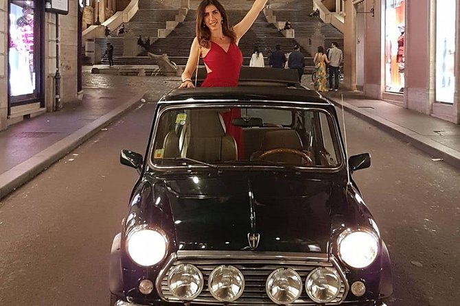 NIGHT TOUR THINK BIG, GO MINI! Rome in Mini Cooper Classic Cabrio - Getting picked up at 9:00 PM and staying out comfortably