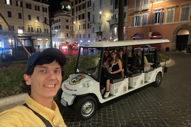 Rome 2 hour Golf Cart night tour with Hotel Pickup - Trevi Fountain at night: lit up, and you don’t waste time circling