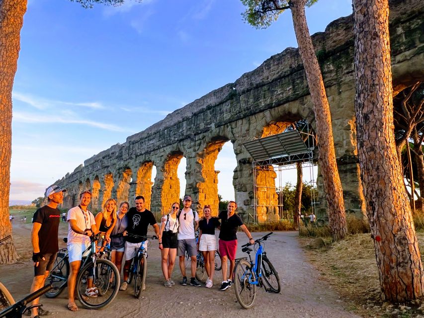 Rome: Appian Way & Catacomb Sunset E-bike Tour with Aperitif - From city noise to green Rome in minutes