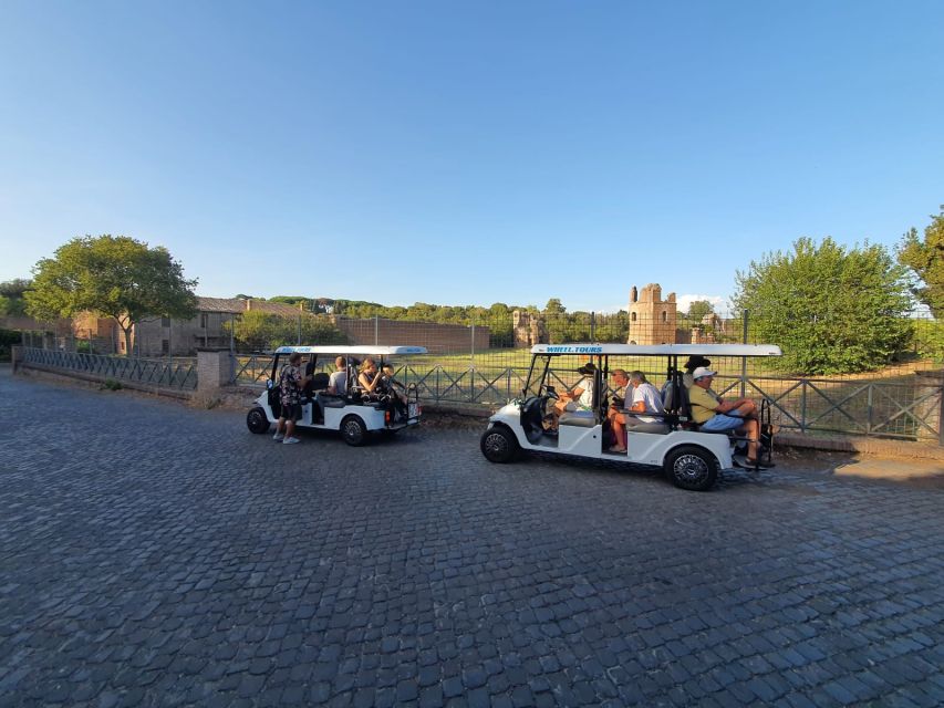 Rome: Catacombs and Appian Way Golf Cart Small-Group Tour - Colosseum area drive-by, plus Baths of Caracalla and their right kind of perspective