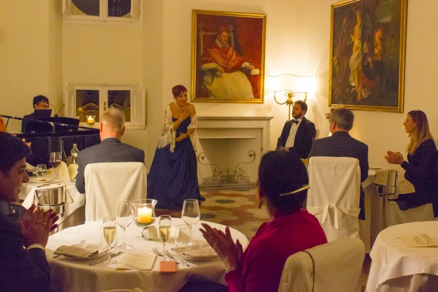Rome: Dinner and Opera Performance at Palazzo Pamphili - Entering the Innocenzo X Hall for the opera concert