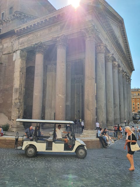 Rome: Highlights Golf Cart Tour with Pizza Snack & Gelato - St. Peter’s Square and Castel Sant’Angelo from the cart
