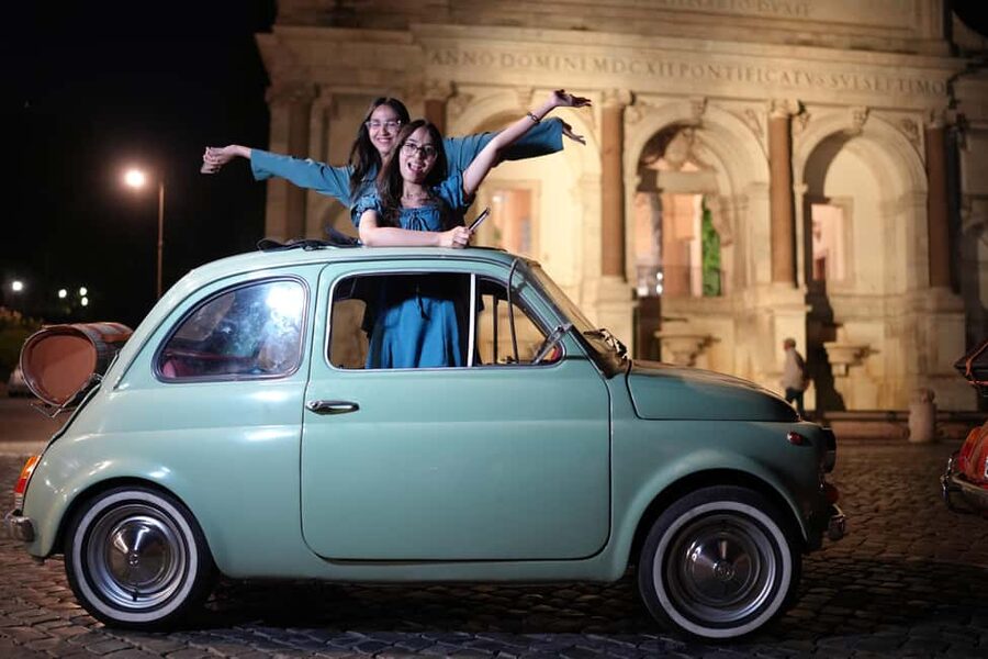 Rome: Night Tour in a Vintage Fiat 500 with Aperol Spritz - Terrazza del Gianicolo and Fontana dell’Acqua Paola photos