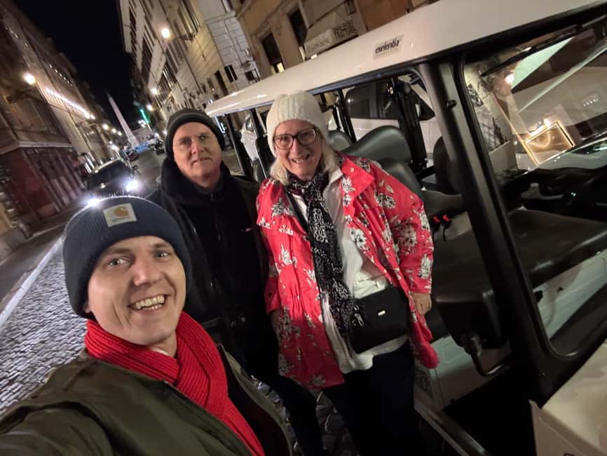 Rome: Private Golf Cart Night Sightseeing Tour & Aperitivo - Pickup, Private Groups, and What to Bring