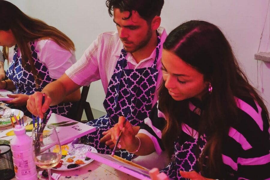 Rome: Tipsy Painting Class with Fine Wine and Arts - Studio Setup, Supplies, and the Small-Group Difference (Max 10)