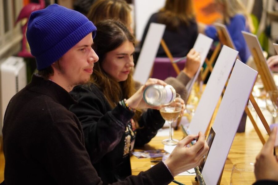 Rome: Wine and Paint Experience in Piazza Navona - Painting With an English Instructor Who Helps You Keep Up